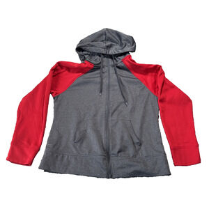 DANSKIN NOW Women's LG (12-14) Full Zip Up Hoodie Jacket in Red and Dark Gray